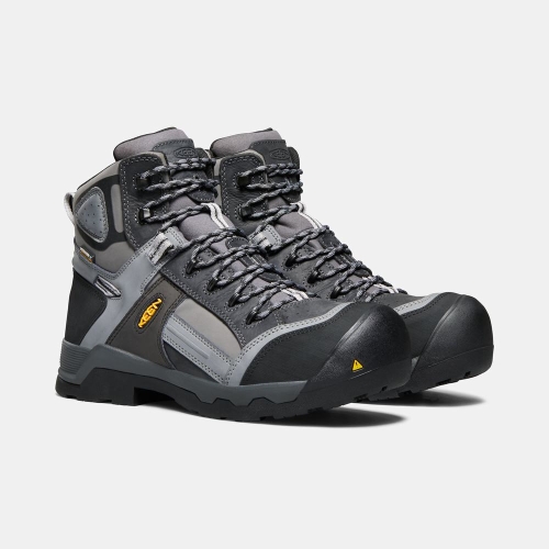 Men's Keen Davenport 6 Insulated Waterproof Composite Toe Work Boots Grey Black | NGR-062357