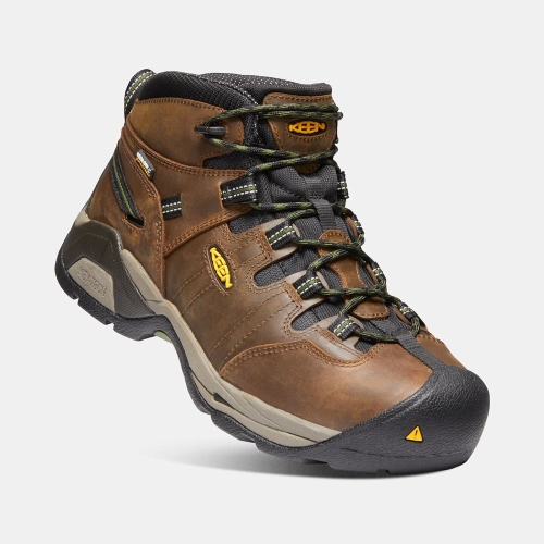 Men's Keen Detroit Xt Mid Waterproof Steel Toe Work Boots Brown | UVI-461075