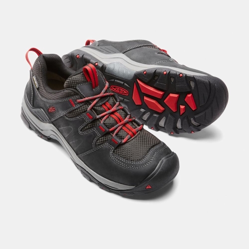 Men's Keen Gypsum II Waterproof Hiking Shoes Black Red | FMD-823607