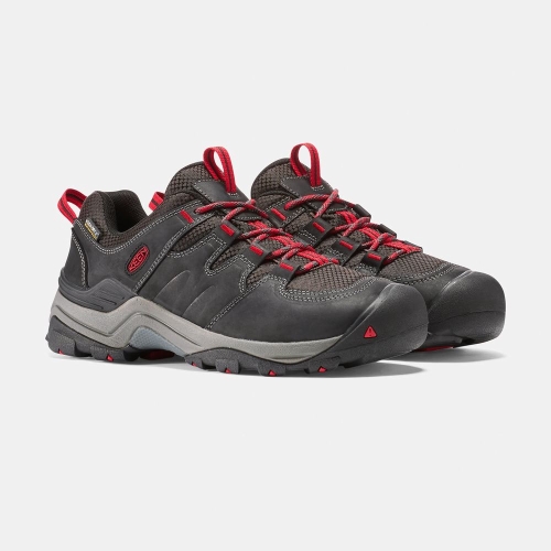 Men's Keen Gypsum II Waterproof Hiking Shoes Black Red | FMD-823607