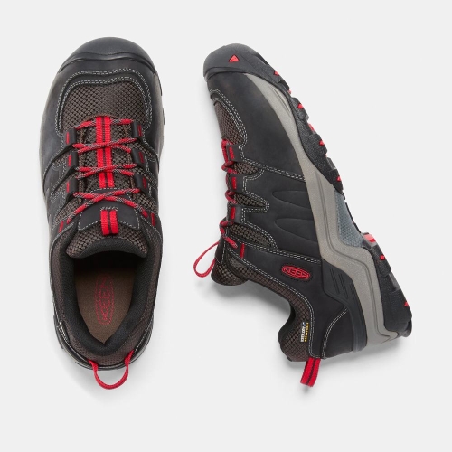 Men's Keen Gypsum II Waterproof Hiking Shoes Black Red | FMD-823607