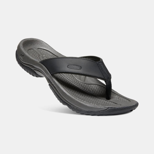 Men's Keen Kona Flip Premium Flip-Flops Black | CSK-920317