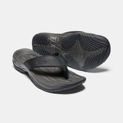 Men's Keen Kona Flip Premium Flip-Flops Black | CSK-920317