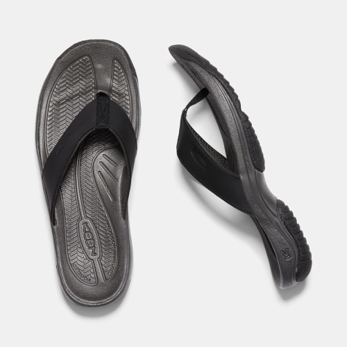 Men's Keen Kona Flip Premium Flip-Flops Black | CSK-920317