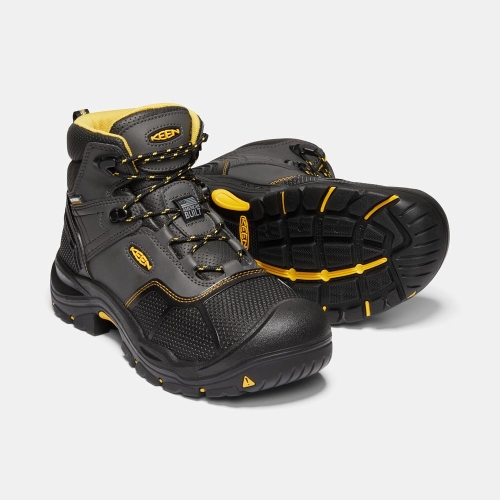 Men's Keen Logandale Waterproof Soft Toe Work Boots Black | YQJ-935210