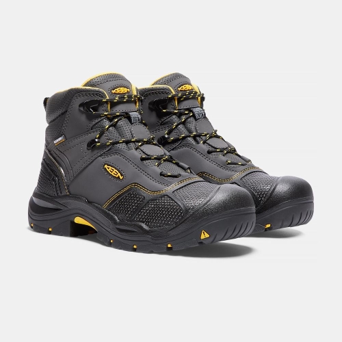 Men's Keen Logandale Waterproof Steel Toe Work Boots Black | EZV-967048