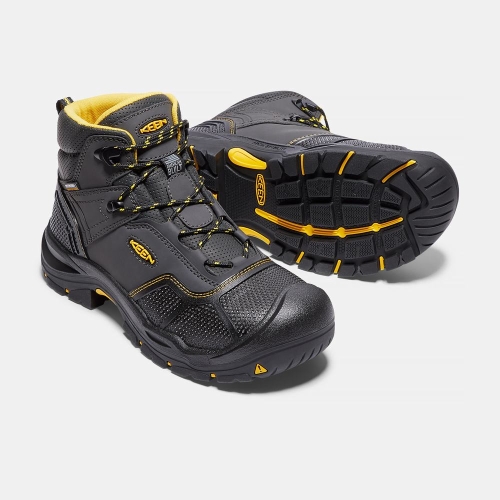 Men's Keen Logandale Waterproof Steel Toe Work Boots Black | EZV-967048