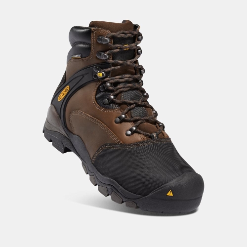 Men's Keen Louisville 6 Met Steel Toe Work Boots Brown Black | BGO-509276