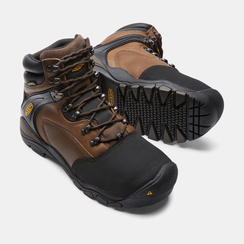 Men's Keen Louisville 6 Met Steel Toe Work Boots Brown Black | BGO-509276