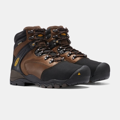 Men's Keen Louisville 6 Met Steel Toe Work Boots Brown Black | BGO-509276