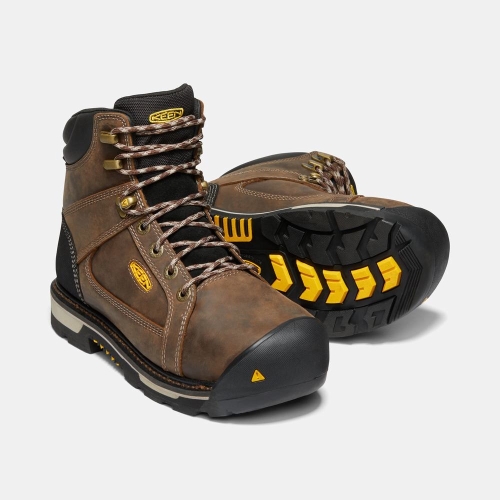 Men's Keen Oakland Steel Toe Waterproof Steel Toe Work Boots Brown Black | RNU-526794