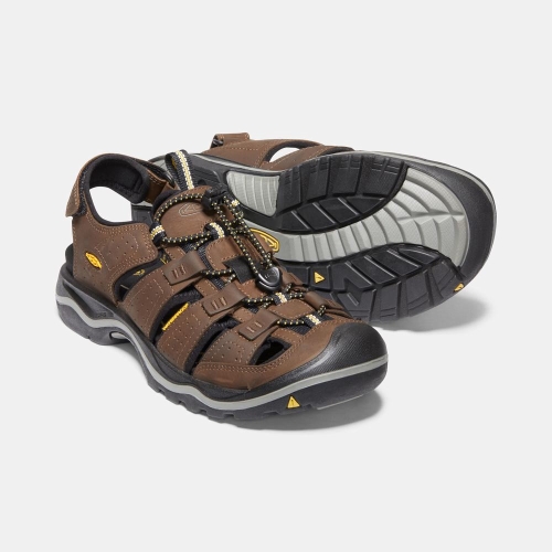 Men's Keen Rialto II Leather Hiking Sandals Brown | BZV-231947