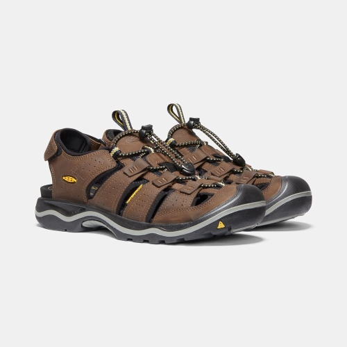 Men's Keen Rialto II Leather Hiking Sandals Brown | BZV-231947