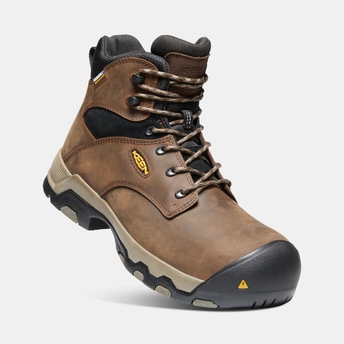 Men's Keen Rockford 6 Waterproof Composite Toe Work Boots Brown Black | BAP-421803