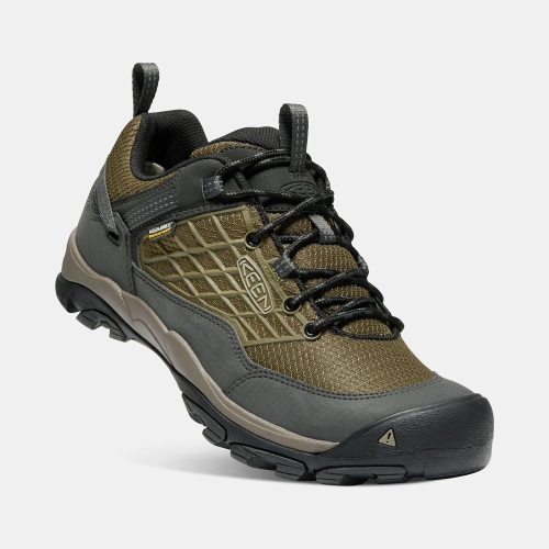 Men's Keen Saltzman Waterproof Hiking Shoes Dark Olive Black | FKD-650743