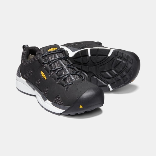 Men's Keen San Antonio Aluminum Toe Work Shoes Black | HAU-695412