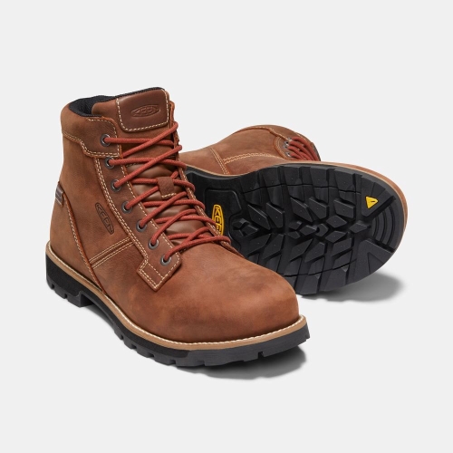 Men's Keen Seattle 6 Waterproof Aluminum Toe Work Boots Brown | WOE-175068