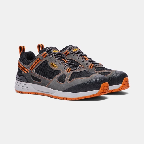 Men's Keen Springfield Aluminum Toe Work Shoes Black Grey Orange | HYM-154720