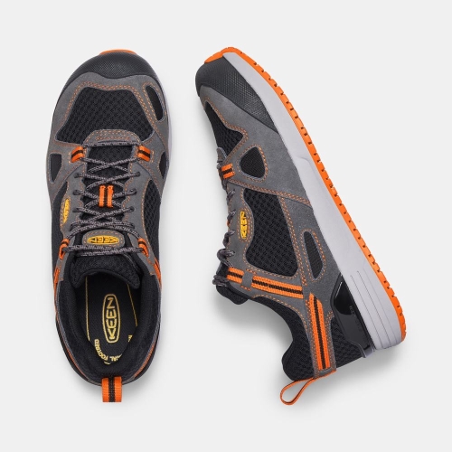 Men's Keen Springfield Aluminum Toe Work Shoes Black Grey Orange | HYM-154720