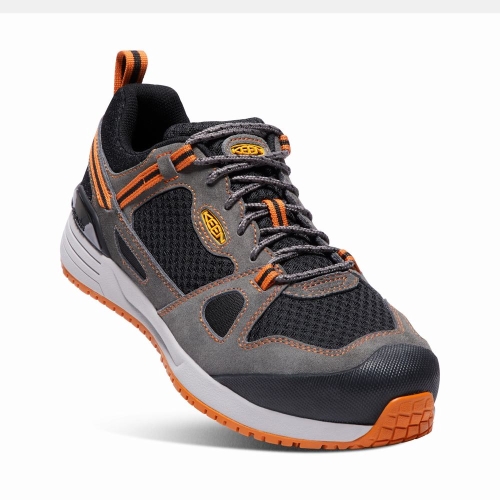 Men's Keen Springfield Aluminum Toe Work Shoes Black Grey Orange | HYM-154720