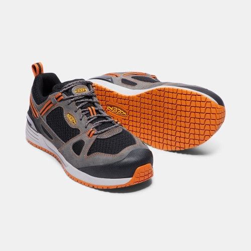 Men's Keen Springfield Aluminum Toe Work Shoes Black Grey Orange | HYM-154720