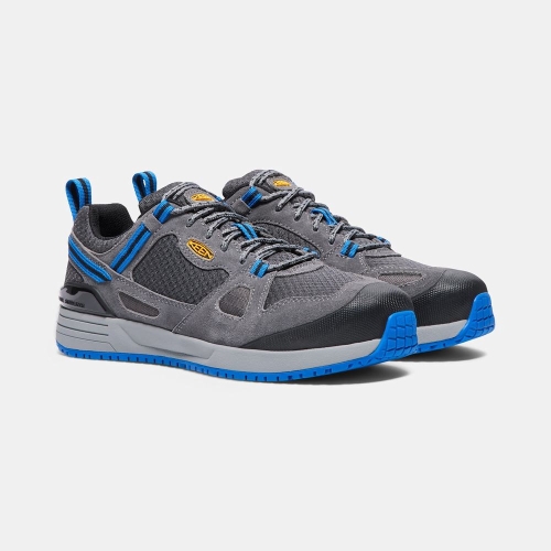 Men's Keen Springfield Aluminum Toe Work Shoes Grey Blue | JVN-427315