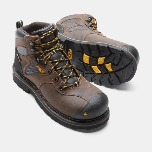 Men's Keen Tacoma Waterproof Composite Toe Work Boots Dark Brown | QHC-036254