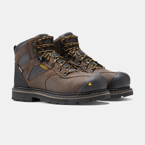 Men's Keen Tacoma Waterproof Composite Toe Work Boots Dark Brown | QHC-036254