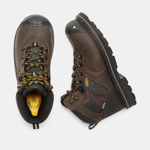 Men's Keen Tacoma Waterproof Composite Toe Work Boots Dark Brown | QHC-036254