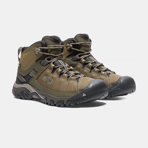 Men's Keen Targhee Exp Waterproof Mid Hiking Boots Olive Black | BIN-203164