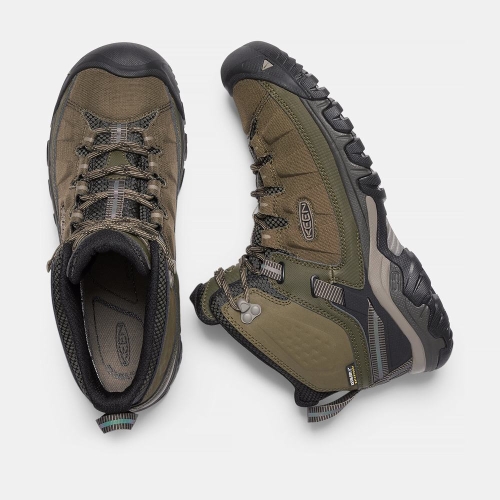 Men's Keen Targhee Exp Waterproof Mid Hiking Boots Olive Black | BIN-203164