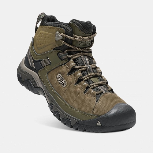 Men's Keen Targhee Exp Waterproof Mid Hiking Boots Olive Black | BIN-203164