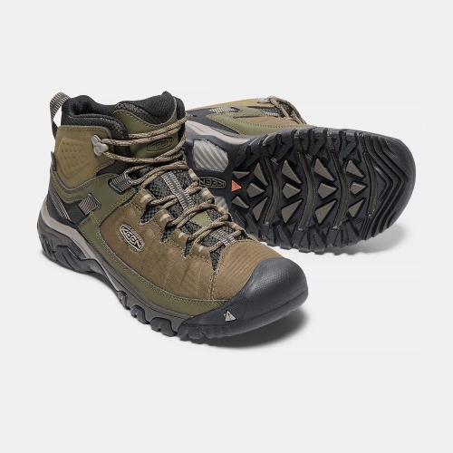 Men's Keen Targhee Exp Waterproof Mid Hiking Boots Olive Black | BIN-203164