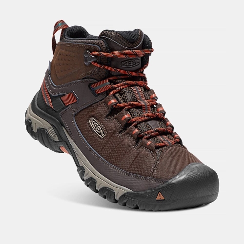 Men's Keen Targhee Exp Waterproof Mid Hiking Boots Dark Brown | CRY-763251