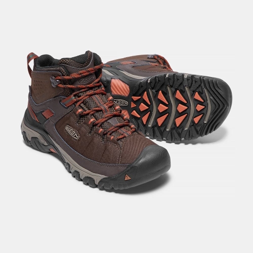 Men's Keen Targhee Exp Waterproof Mid Hiking Boots Dark Brown | CRY-763251