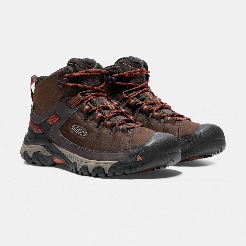 Men's Keen Targhee Exp Waterproof Mid Hiking Boots Dark Brown | CRY-763251