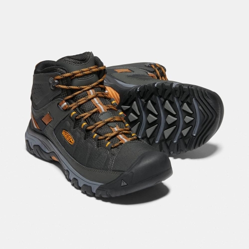 Men's Keen Targhee Exp Waterproof Mid Hiking Boots Black Gold | HPD-146792