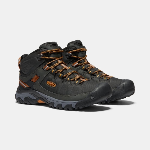 Men's Keen Targhee Exp Waterproof Mid Hiking Boots Black Gold | HPD-146792