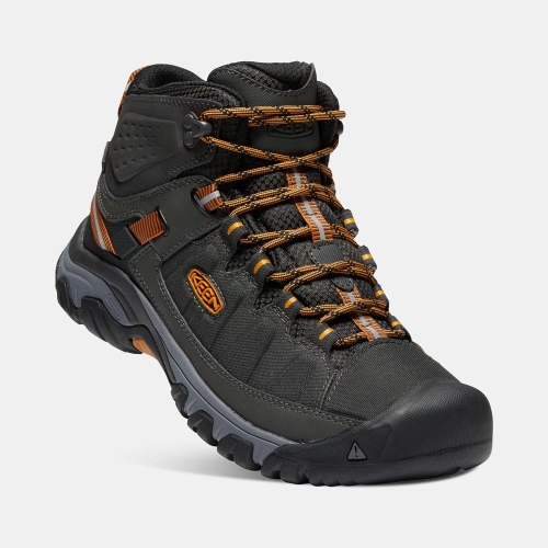 Men's Keen Targhee Exp Waterproof Mid Hiking Boots Black Gold | HPD-146792