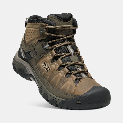 Men's Keen Targhee III Waterproof Mid Hiking Boots Olive Black | AKD-183479