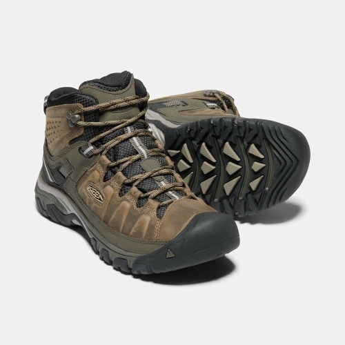 Men's Keen Targhee III Waterproof Mid Hiking Boots Olive Black | AKD-183479