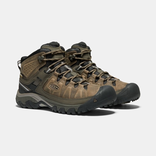 Men's Keen Targhee III Waterproof Mid Hiking Boots Olive Black | AKD-183479