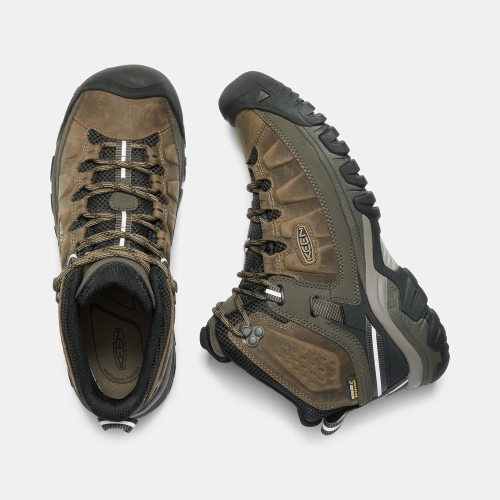 Men's Keen Targhee III Waterproof Mid Hiking Boots Olive Black | AKD-183479