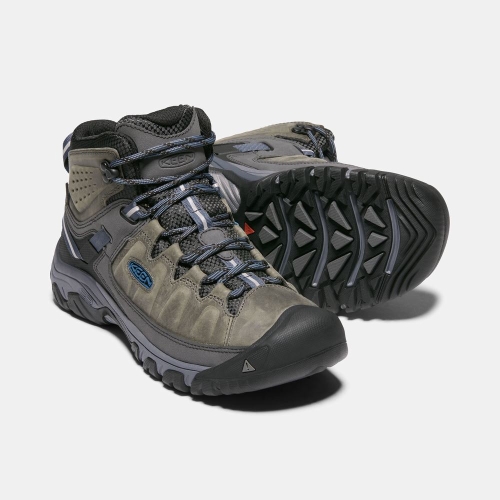 Men's Keen Targhee III Waterproof Mid Hiking Boots Olive Black | GBY-617305