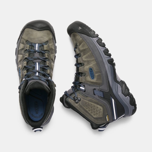 Men's Keen Targhee III Waterproof Mid Hiking Boots Olive Black | GBY-617305