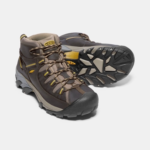 Men's Keen Targhee II Waterproof Mid Wide Hiking Boots Coffee | WMS-865793