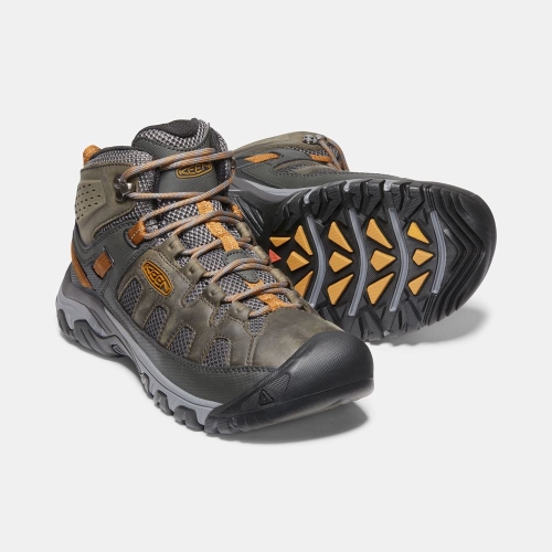 Men's Keen Targhee Vent Mid Hiking Boots Dark Olive | IRG-697045