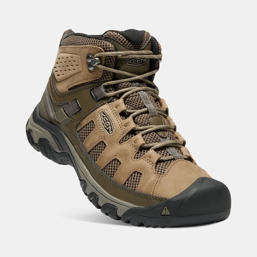 Men's Keen Targhee Vent Mid Hiking Boots Brown Olive | YJU-801692