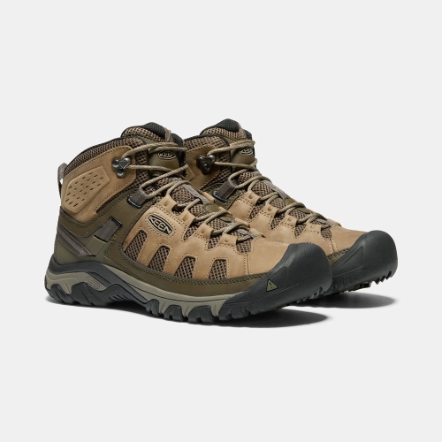 Men's Keen Targhee Vent Mid Hiking Boots Brown Olive | YJU-801692