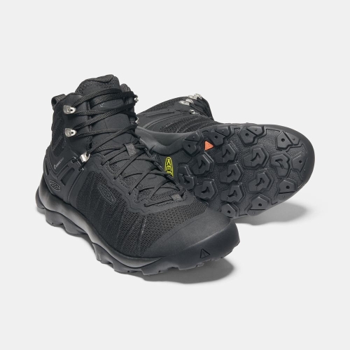 Men's Keen Venture Mid Waterproof Hiking Boots Black | ILH-849302